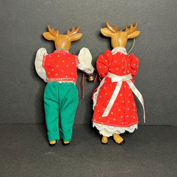 Vintage 1986 Kurt S Adler Set of 2 Porcelain Festive Deer Decor Ornaments 6.75" - Picture 4 of 8